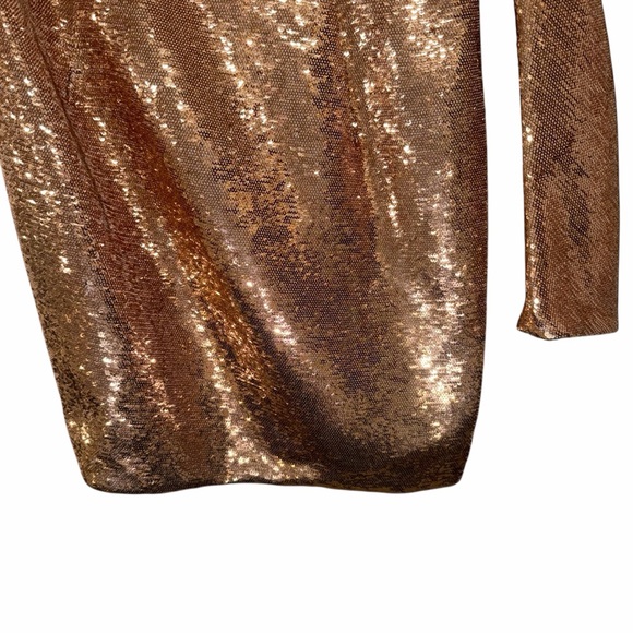 Alexandre Vauthier Gold Sequin One-Shoulder Mini Dress FR42 US10 Cocktail Party - Picture 7 of 14
